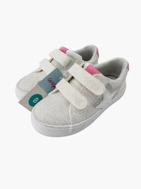 NEW Cat & Jack Toddler Sora Glitter Sneakers - White Star Pattern - Size 8